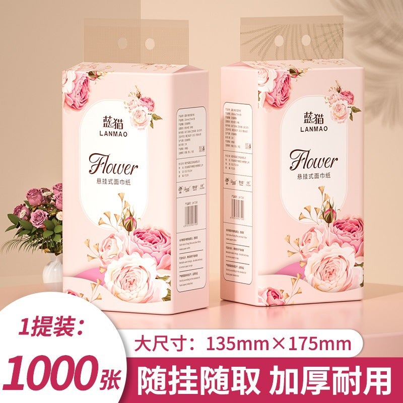 Blue Cat Hanging Toilet Paper Household Hanging Paper Towel Full Box Wall-Mounted Affordable Toilet Paper Daily Paper - Image 1